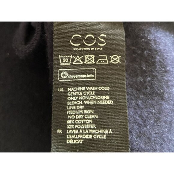 COS Dress Sweatshirt Fleece Lined A Line Pockets Navy Blue XS - Picture 4 of 4